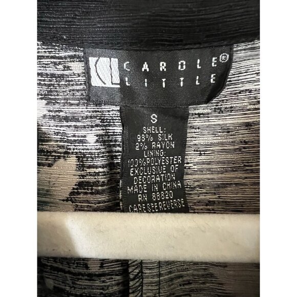 Vintage 90s Carole Little black floral kimono style shirt szS beaded bohemian - Picture 3 of 7